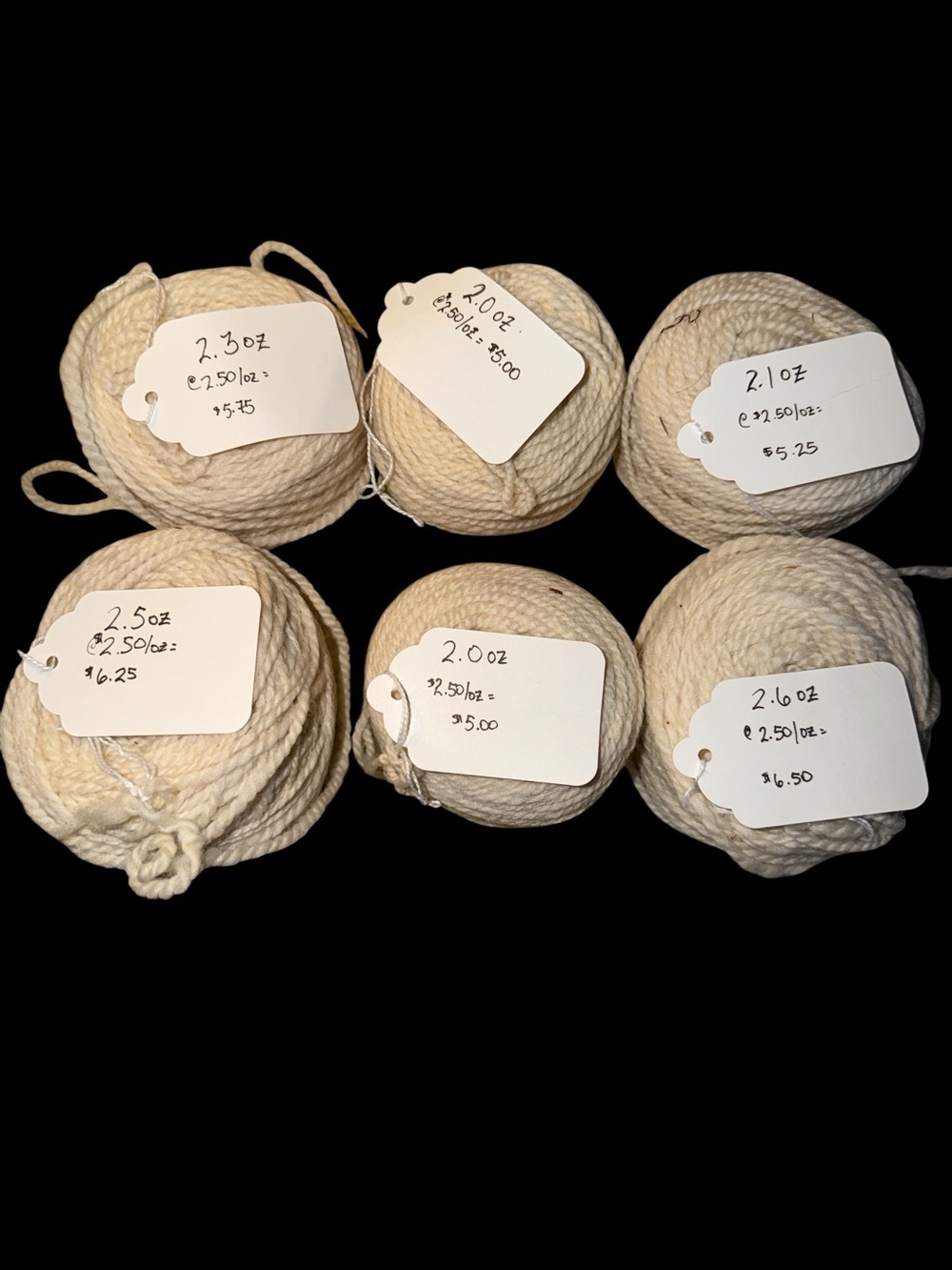 NWT Six Skeins Artisan Undyed Wool 13.5 Total Ounces Artisan Mixed Breed Sheep
